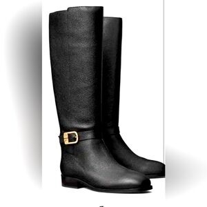 Tory Burch Brooke Black Leather Riding Boots new 7.5 size